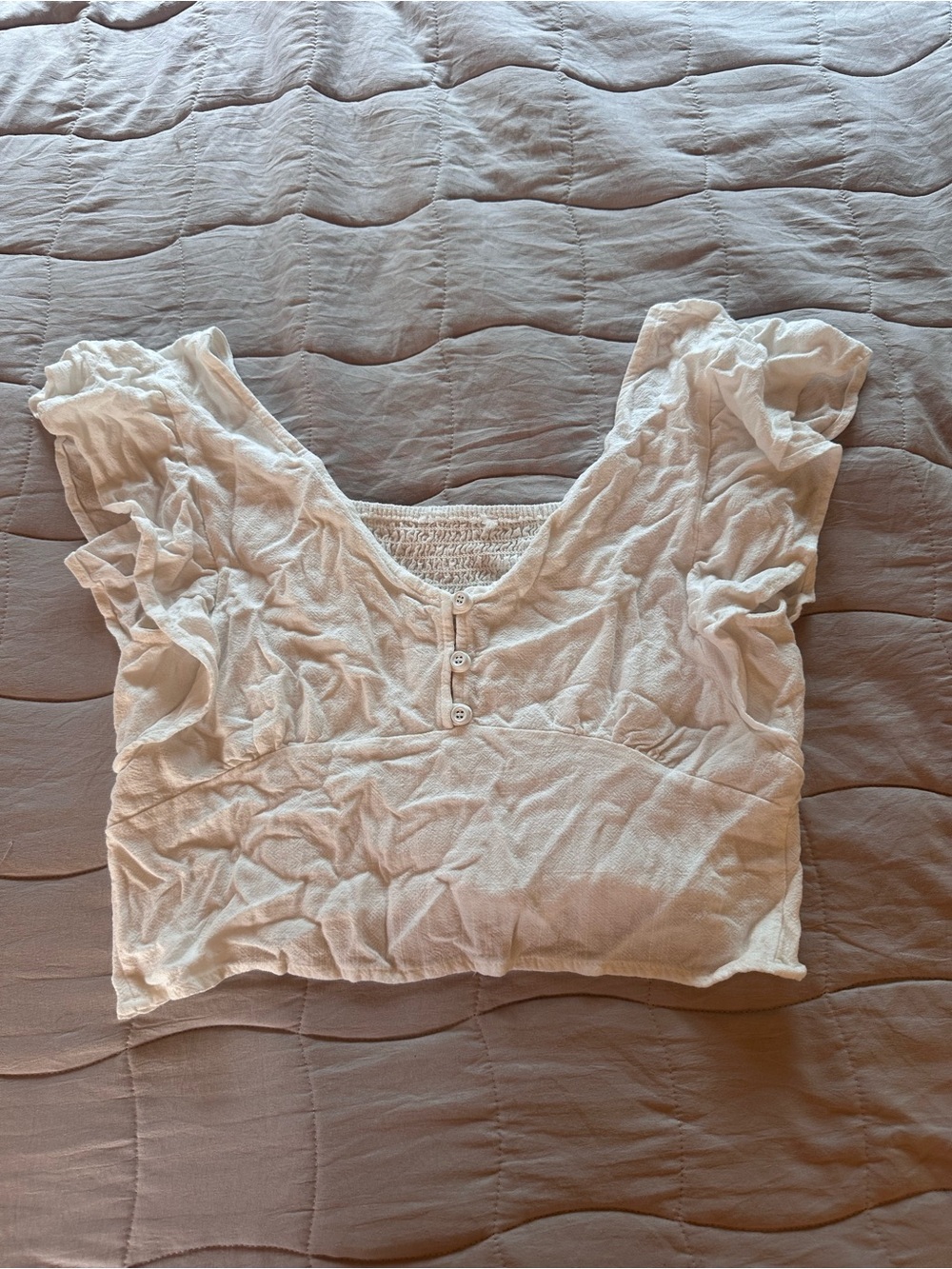 Lightweight White Ruffle Sleeve Women's Top